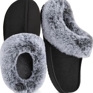 Elegant Black Faux Fur Women's Slippers